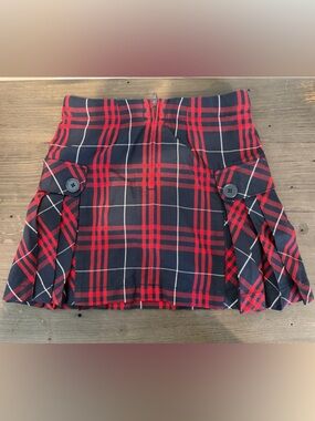 Lands End Navy and Red Plaid Skort